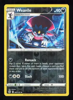 Weavile 087/172 Reverse Holo Brilliant Stars Pokemon Near Mint - Image 1