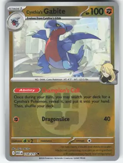 CYNTHIA'S GABITE (ENERGY SYMBOL PATTERN) 110/217 ASCENDED HEROES POKEMON NM - Image 1
