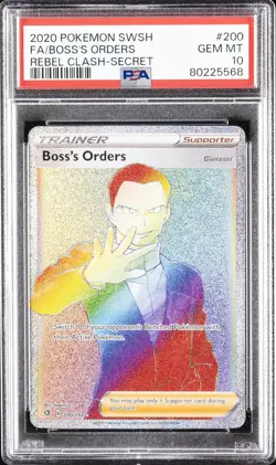 2020 POKEMON SWORD & SHIELD REBEL CLASH SECRET FULL ART/BOSS'S ORDERS PSA 10 - Image 1