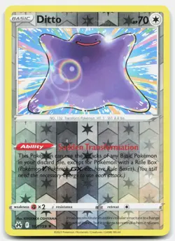 Ditto Rare Crown Zenith Reverse Holo 107/159 NM/M Pokemon Holo - Image 1