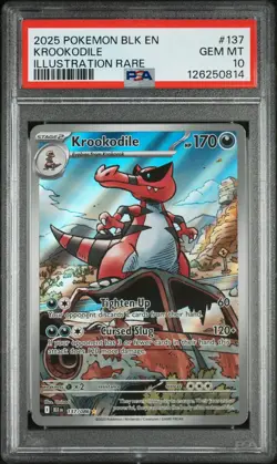 2025 Pokemon BLK EN-Black Bolt Krookodile Illustration Rare PSA 10 #137 - Image 1
