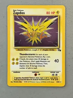 Zapdos – Pokemon Fossil - Unlimited - 15/62 – Holo rare – LP - Image 1