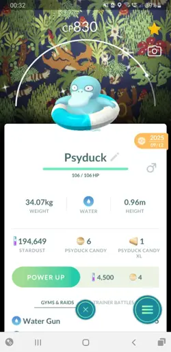 💦Shiny Psyduck (Schillernd Enton) Swimring Background Pokemon GO💦 Registered - Image 1