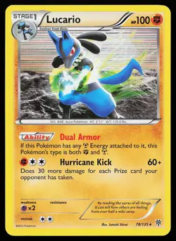 Lucario 78/135 Holo Rare Plasma Storm Pokemon Card - Image 1