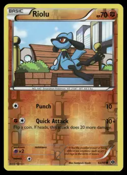 2012 Pokemon Riolu Common Next Destinies 63/99 Reverse Holo HP - Image 1