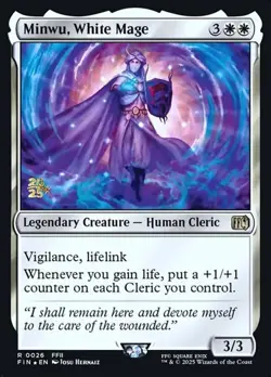 Minwu, White Mage - Foil Prerelease Promo FIN LP MTG - Image 1