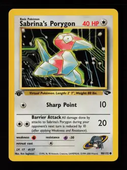 Sabrina's Porygon 98/132 1st Edition Common Gym Challenge Pokemon Cards - Image 1