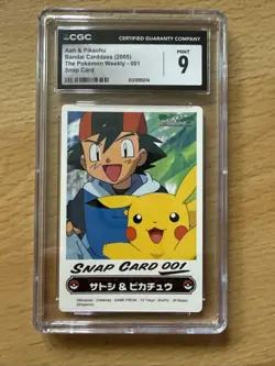 2005 Pokemon #001 Ash & Pikachu The Pokemon Weekly Snap Card CGC 9 - Image 1