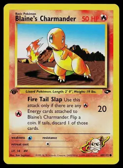 Pokemon Card - Blaine's Charmander Gym Challenge 60/132 1st Edition Common - Image 1