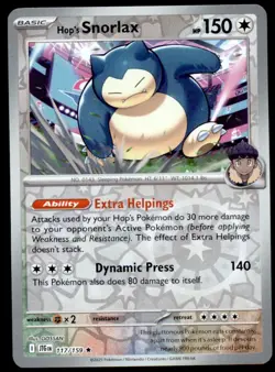 Hop's Snorlax 117/159 Rare Journey Together Pokemon Reverse Holo Near Mint - Image 1