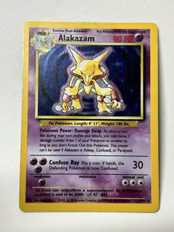 Pokemon TCG Base Set Alakazam 1/102 Holo Rare English 1999 Wizards 80 HP - Image 1