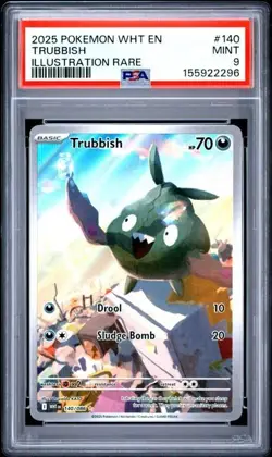 2025 POKEMON WHT EN-WHITE FLARE ILLUSTRATION RARE 140/086 TRUBBISH - PSA 9 - Image 1