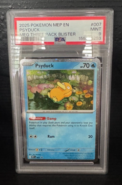 *MINT PSA 9* Psyduck Cosmo Foil, Black star Promo 007, Pokemon Mega Evolution - Image 1