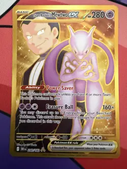 Team Rocket’s Mewtwo ex 240/182 Hyper Rare Gold Pokemon Destined Rivals NM - Image 1