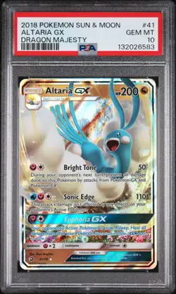 2018 POKEMON SUN & MOON DRAGON MAJESTY #41 ALTARIA GX PSA 10 - Image 1