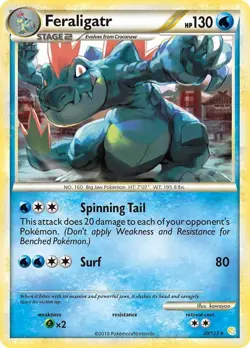 Pokemon TCG - Feraligatr - 20/123 - Rare HeartGold & SoulSilver [Moderate Play] - Image 1