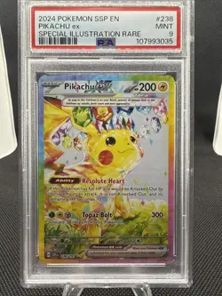 PSA 9 Pokemon Pikachu ex 238/191 Surging Sparks Full Art SIR - Image 1