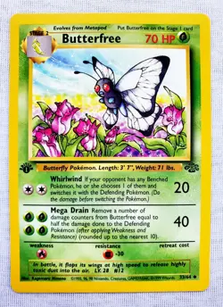1ST EDITION Wizards Coast BUTTERFREE Jungle 33/64 Non Holo Rare 1999 Pokemon - Image 1