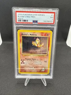 Pokemon TCG Blaine's Moltres Gym Heroes Holo 1/132 PSA 7 - Image 1