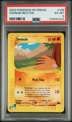 2003 Pokemon Skyridge #108 Swinub Rev Foil PSA 6 - Image 1