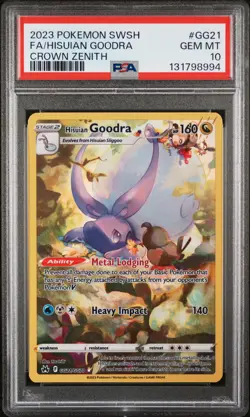 2023 POKEMON SWORD & SHIELD CROWN ZENITH #GG21 FULL ART/HISUIAN GOODRA PSA 10 - Image 1
