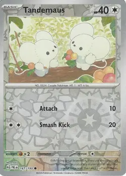Tandemaus 167/193 Common Reverse Holo Pokemon Scarlet & Violet Paldea Evolved - Image 1