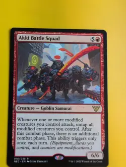 Akki Battle Squad. NEC rare Goblin Samurai MTG Card. - Image 1