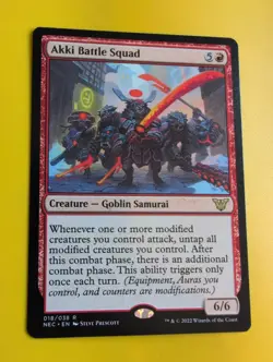 Akki Battle Squad. NEC rare Goblin Samurai MTG Card. - Image 3