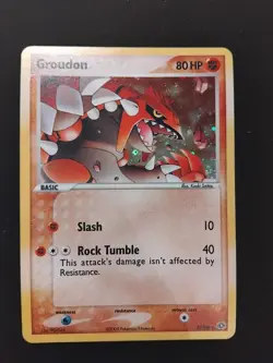 LP / NM Groudon 5/106 EX Emerald Holo Rare SWIRL ! Pokemon Card 2005 - Image 1