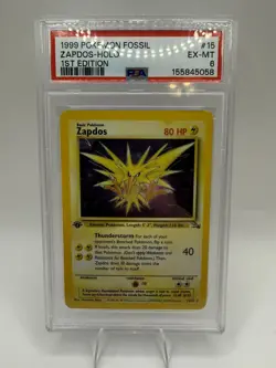 1999 Pokemon Fossil Zapdos 15/62 Holo 1st Edition PSA 6 - Image 1