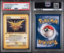 1999 Pokemon Fossil Zapdos 15/62 Holo 1st Edition PSA 6 - Image 5