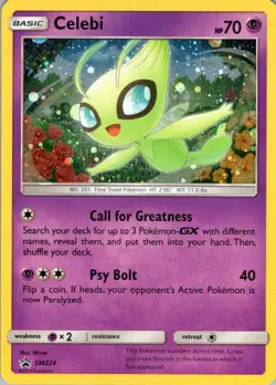 CELEBI - SM224 LIGHTLY PLAYED Holo Promo Sun & Moon Promo Pokemon Holo CELEBI - - Image 1