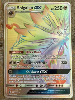 2017 Pokemon Sun & Moon Solgaleo GX Full Art Secret Rare LP 155/149 - Image 1
