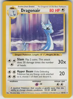 Pokemon TCG Dragonair Rare Base Set 018/102 - Image 1