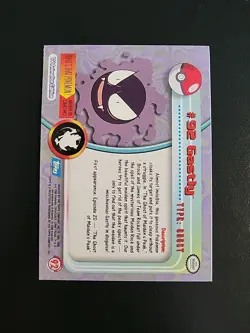 NM! HOLO FOIL Gastly #92 Topps Blue Label TV Animation Edition POKEMON Series 2 - Image 2
