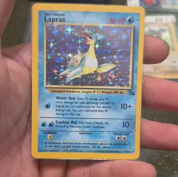 Pokemon TCG Lapras 10/62 Fossil Unlimited Holo Rare EN 1999 80 HP - Image 1