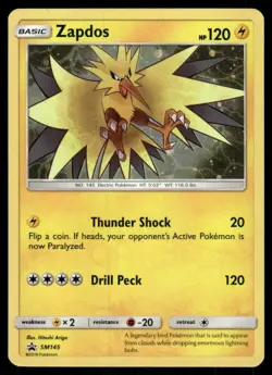 Zapdos - SM145 Holo Promo Sun & Moon Promo Pokemon Holo Near Mint - Image 1