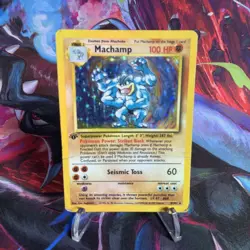 Pokemon Machamp 1st Edition 8/102 Unlimited Base Set 1999 Holo - Image 1