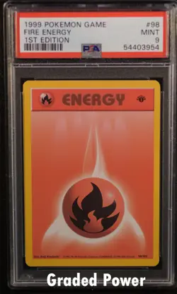 Base Set 1st Edition Fire Energy PSA 9 (3954) 98/102 Pokemon - Image 1