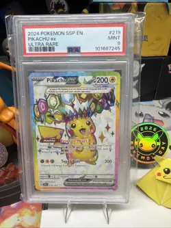 Pokemon 2024 Pikachu ex 219/191 Tera Full Art Surging Sparks PSA 9 - Image 1