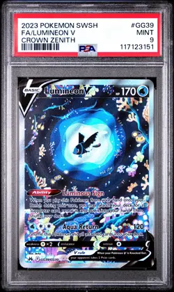 2023 Pokemon TCG Lumineon V GG39/GG70 Crown Zenith Galarian Gallery MINT PSA 9 - Image 1