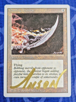 MTG REVISED Dancing Scimitar SIGNED IN GOLD BY ANSON MADDOCKS - Image 1