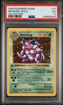 1999 Pokemon 1st Edition 11 Nidoking Holo PSA 5 148686058 - Image 1