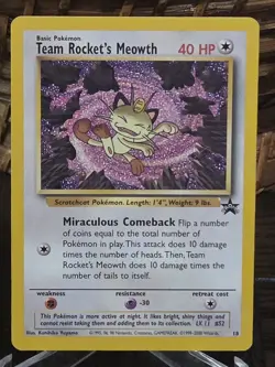 Pokemon Team Rocket's Meowth WOTC Black Star Promo 18 - LP - Image 1