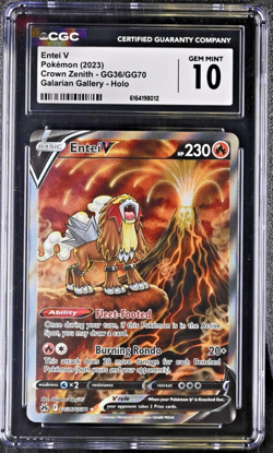 2023 Pokemon TCG Entei V GG36/GG70 Secret Rare Crown Zenith CGC 10 GEM MINT - Image 1