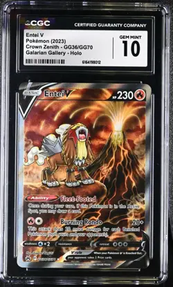 2023 Pokemon TCG Entei V GG36/GG70 Secret Rare Crown Zenith CGC 10 GEM MINT - Image 2
