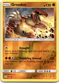 Pokemon TCG Groudon 113/236 Cosmic Eclipse Reverse Holo Rare Near Mint - Image 1