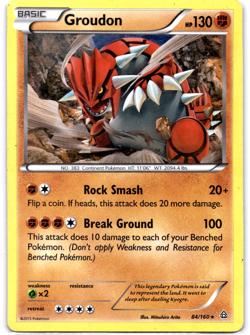 Pokemon TCG Groudon 84/160 XY Primal Clash Holo Rare Moderately Played - Image 1