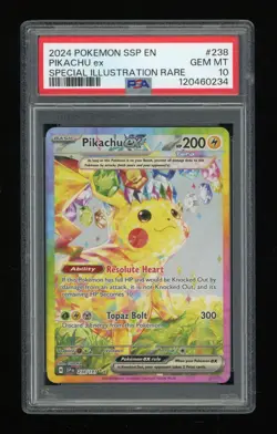 2024 POKEMON SSP EN-SURGING SPARKS SPECIAL ILLUSTRATION RARE PIKACHU EX PSA 10 - Image 1