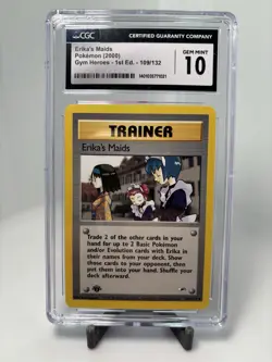 CGC 10 Gem Mint Erika's Maids 109/132 1st Edition Gym Heroes 2000 Pokemon - Image 1